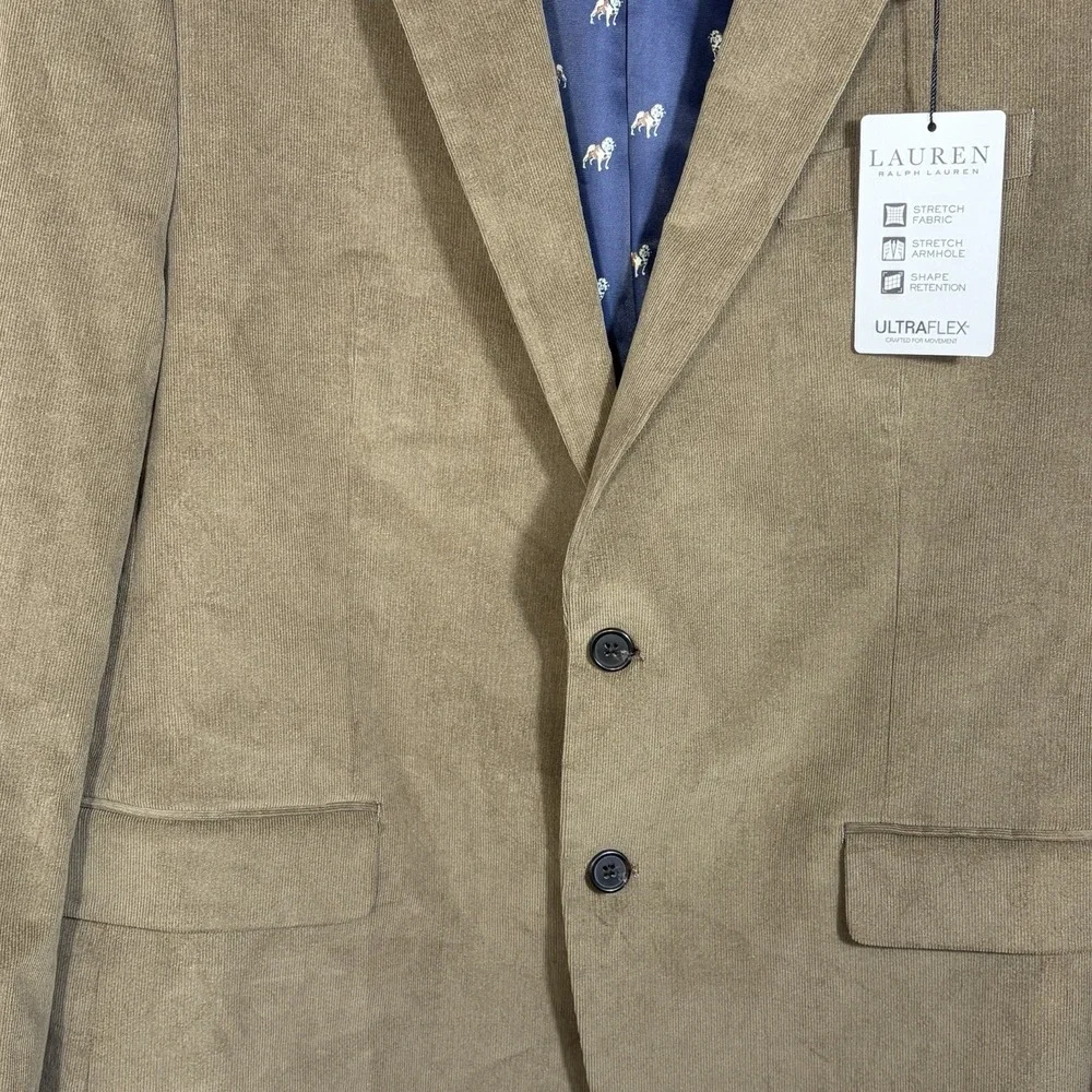 Lauren Ralph Lauren‎ Ultraflex Corduroy Sport Coat Blazer Brown 44L